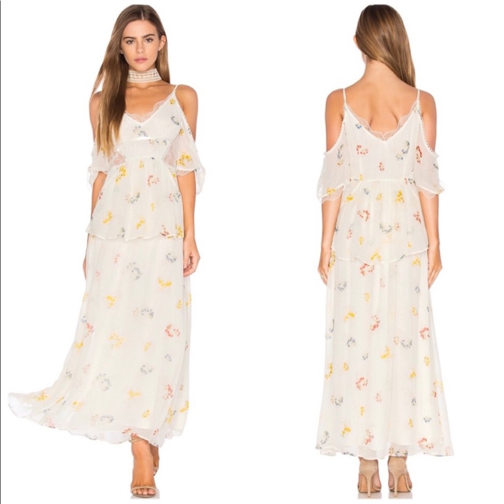 Free People floral lace cutout maxi dress.